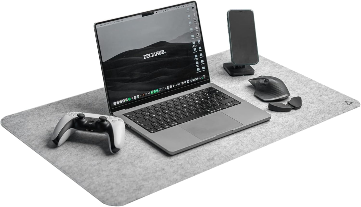 DELTAHUB - Minimalistic Felt Desk Protective Pad, Anti-Fray, Anti-Slip, Easy to Clean, Easy Glide, Long Lasting, Sleek Design, Comfortable, Resistant, Desk Mat, PC, Mac, Laptop - Medium (12x35inch)