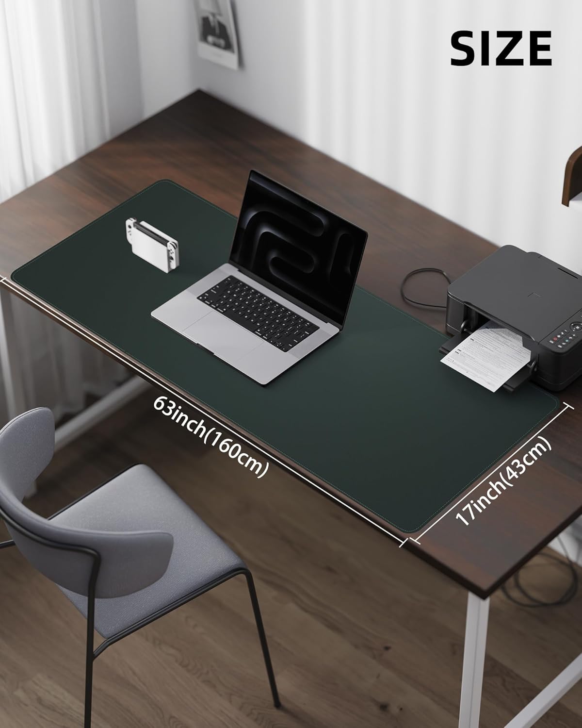 AFIING Desk Pad Protector 23.6" x 13.7" - Non-Slip Waterproof PU Leather Desk Mat for Mouse, Keyboard, Laptop, Office and Home Workspace (Beige)