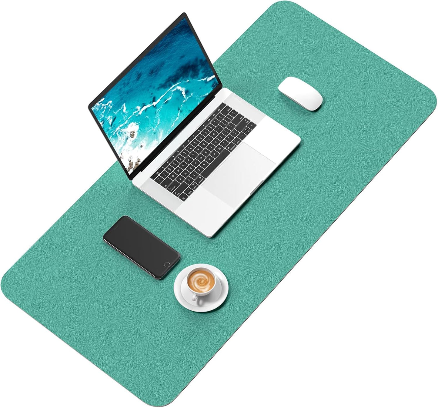 Hsurbtra Desk Pad, 23.6" x 13.8" PU Leather Desk Mat, M Extended Mouse Pad, Waterproof Desktop Blotter Protector, Non-Slip Ultra Thin Small Laptop Keyboard Writing Mat for Office Home, Pink