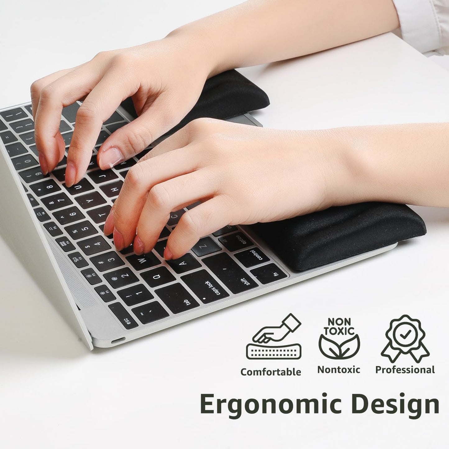 L-Shaped Desk EdgeRest, 2-Piece Set, Plam & Wrist & Forearm & Elbow Comfort Support for Table or Desk Edge, Non-Slip, Memory Foam Padding, Ergonomic Design, Separate Design (11.8 * 3.9 inch)