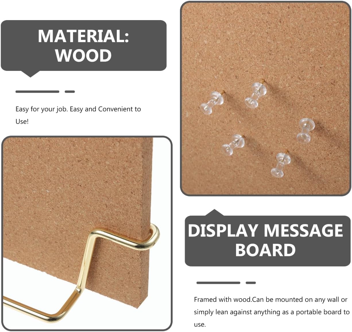 TOYANDONA Cork Board Bulletin Board with Metal Stand, 12.6x9 Inch Notice Message Pin Board, Desktop Memo Board, Perfect for Home Office School Decor