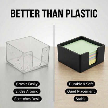 Silicone Sticky Note Holder for Desk - Modern 3x3 Inch Memo Pad Dispenser Post Note Holder, Minimalist Desk Storage Organizer for Office, Home, and School, White