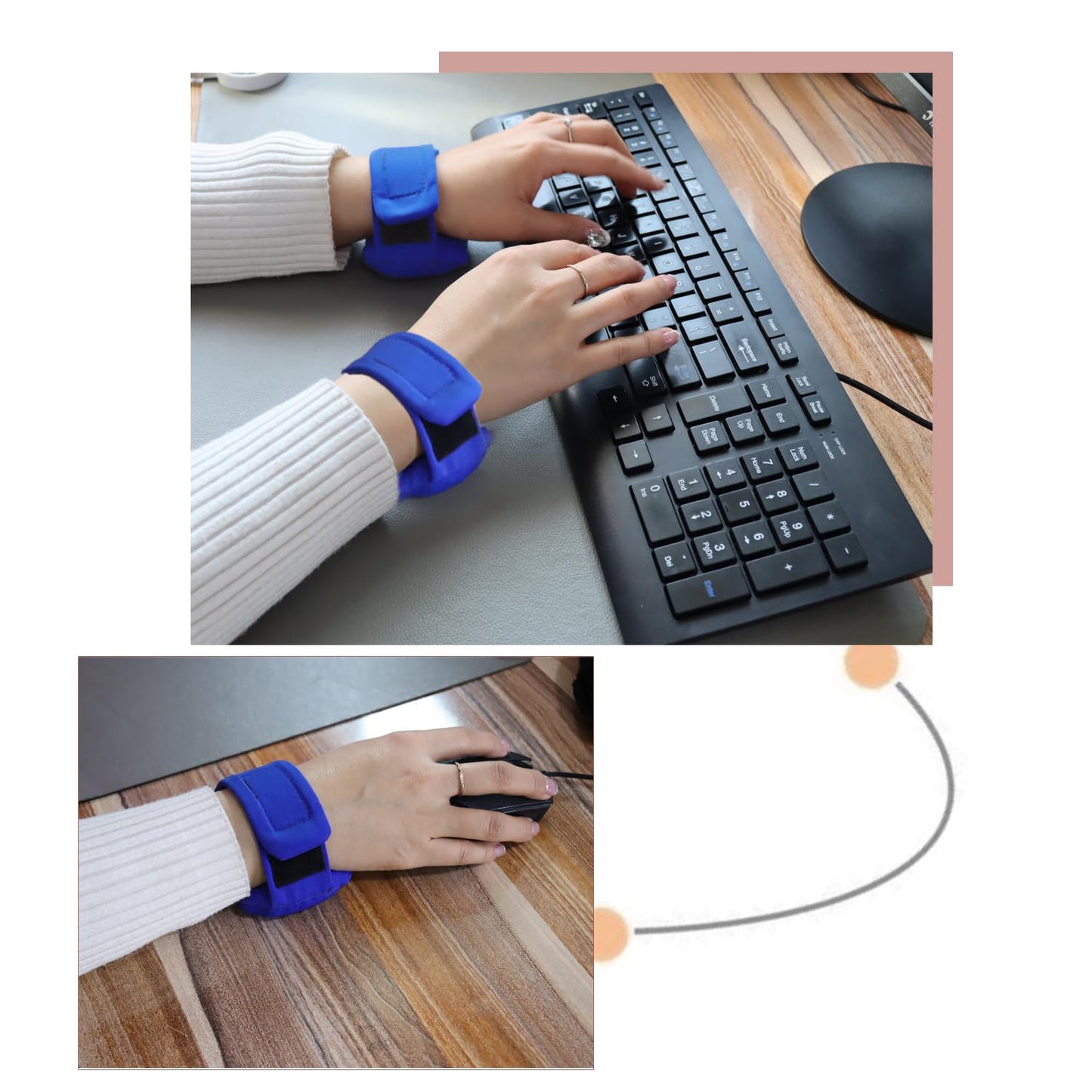 2 Pack Wearable Mouse Wrist Rest Support Fidget Wrist Band with Beads Perfect Wrist Support for Carpal Tunnel Pain Relief