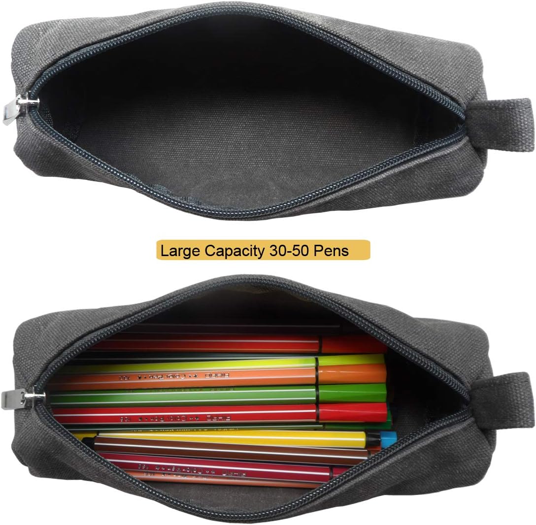 Heavy Canvas Stationery Portable Compact Simple Zipper Pencil Case and Durable Small Medicine Bag 1 Pack Khaki