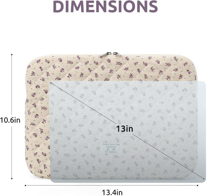 Puffy Laptop Sleeve 13 Inch Cute Quilted Laptop Protective Case Padded Floral Computer Sleeve for MacBook (A-Blue, 13 Inch)