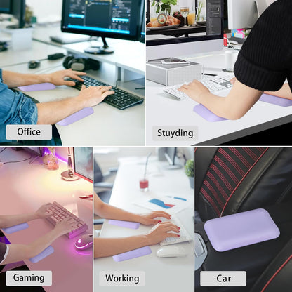 Leolee Elbow Rest Pads for Desk, Black Ergonomic Arm Rest Pads with Memory Foam & Non-Slip Base, Armrest Cushion Support Pad Relieve Elbow and Wrist Pain for Computer, Office, 2 Packs