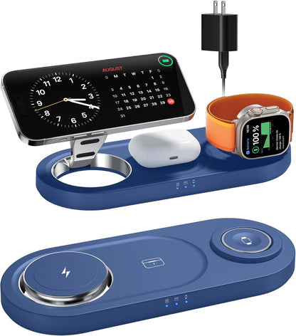 Upgraded 3 in 1 Wireless Charging Station for Apple Devices, Faster Mag-Safe Charger Stand, Magnetic Charger Station for iPhone 17/16/15/14/13/12 Series & AirPods Pro & Apple Watch Series (White)