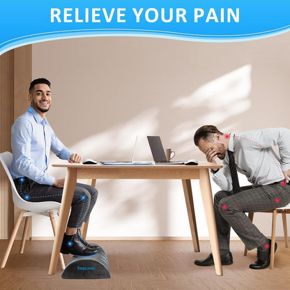 StepLively Foot Rest for Under Desk at Work, Comfortable Foot Stool with 2 Adjustable Heights, Footrest with Washable Cover, for Back & Hip Pain Relief, Suitable for Office, Home and Car (Black)