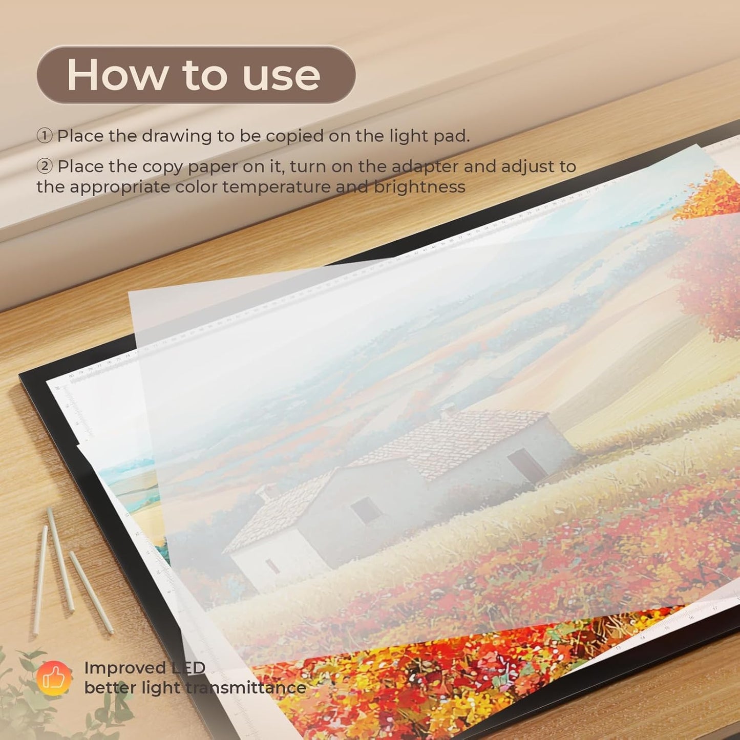 A2 Light Pad 26"x19", 10000+ LUX High Brightness, 3 Colors & 10-Level/Stepless Dimming,Light Board Extra Large with UL Adapter for Diamond Painting, Drawing, Tracing, Sketching-Aluminum Frame