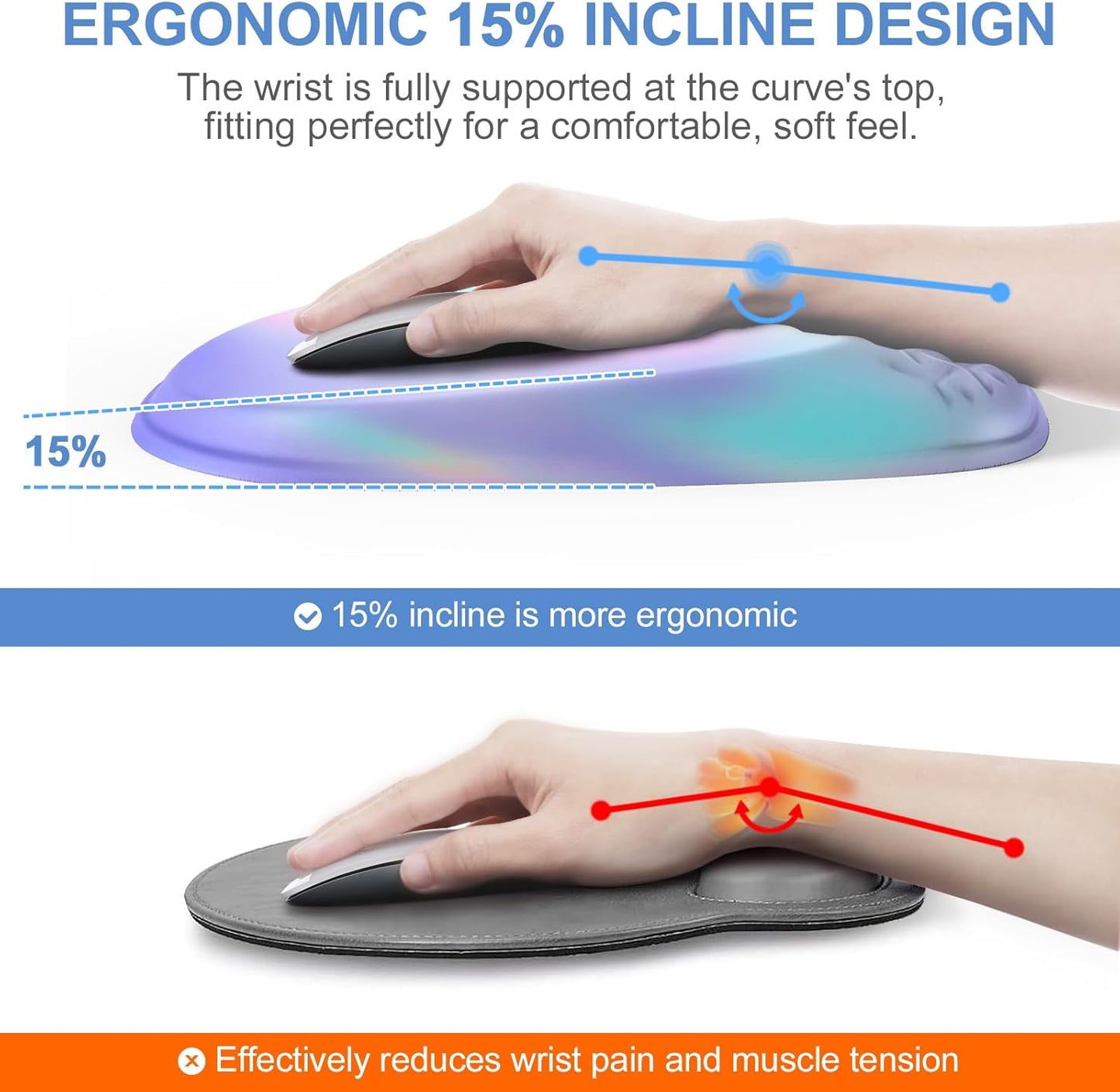 Mouse Pad with Wrist Rest, Comfortable Keyboard Wrist Rest, Memory Foam Wrist Rest for Computer Keyboard, Ergonomic Mouse Pad Set for Easy Typing & Pain Relief for Office Black