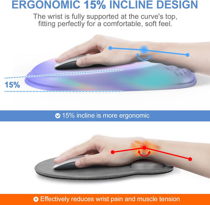 Mouse Pad with Wrist Rest, Comfortable Keyboard Wrist Rest, Memory Foam Wrist Rest for Computer Keyboard, Ergonomic Mouse Pad Set for Easy Typing & Pain Relief for Office Black