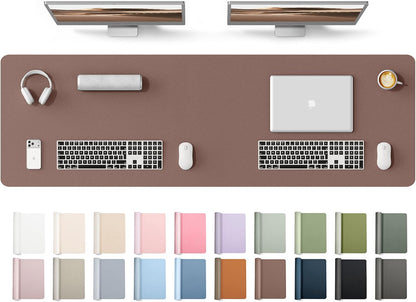 YSAGi Leather Desk Pad Protector, Office Desk Mat, Large Mouse Pad, Non-Slip PU Leather Desk Blotter, Waterproof Laptop Desk Writing Pad for Office and Home (23.6" x 13.8", Eggshell) - Colors A