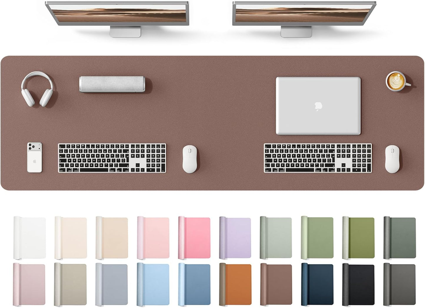YSAGi Leather Desk Pad Protector, Large Mouse Pad, Non-Slip PU Leather Desk Blotter, Waterproof Writing Pad for Office and Home (31.5" x 15.8", Eggshell) - Colors A