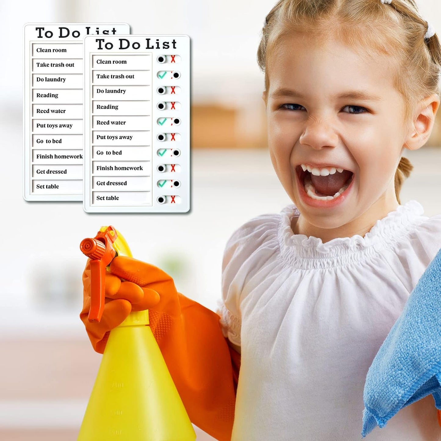 4 Pieces Chore Chart for Kids to Do List Chores Boards Plastic RV Checklist Boards Memo Detachable Message Checklist Slider Schedule Planning Chart with 8 Cardstock for Check Items(White)