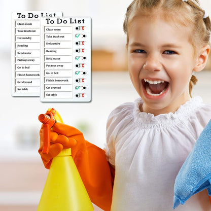 4 Pieces Chore Chart for Kids to Do List Chores Boards Plastic RV Checklist Boards Memo Detachable Message Checklist Slider Schedule Planning Chart with 8 Cardstock for Check Items(White)