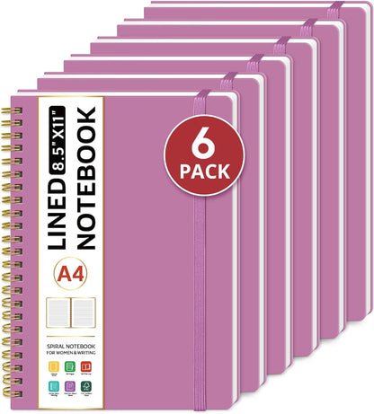 Taja Spiral Lined Notebook, 8.5"x11" Notebooks for Work, Large A4 Journal for Women & Men, College Ruled Journaling Notebook for Writing, Plastic Cover Spiral Journal, Purple