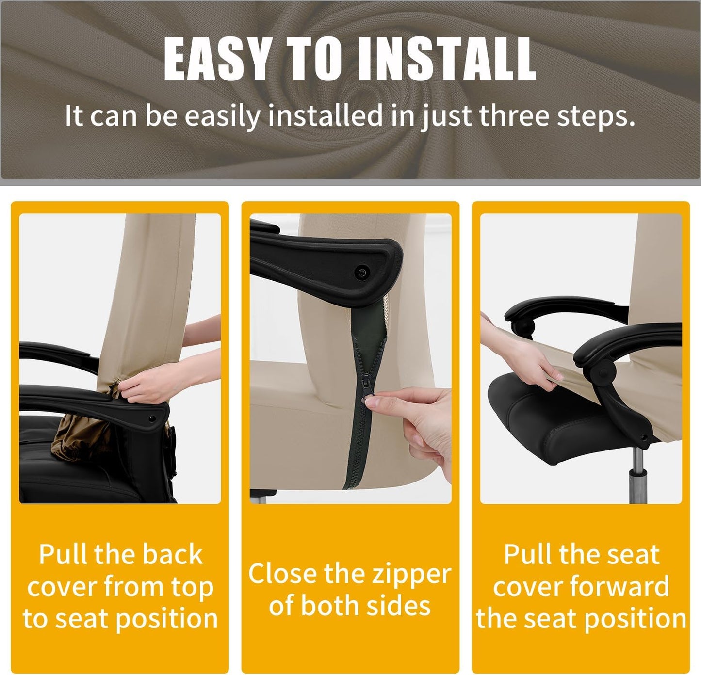 Smiry Stretch Printed Office Chair Armrest Covers, 2 Pcs Soft Fit Removable Washable Computer Desk Chair Arm Covers Protector, Black