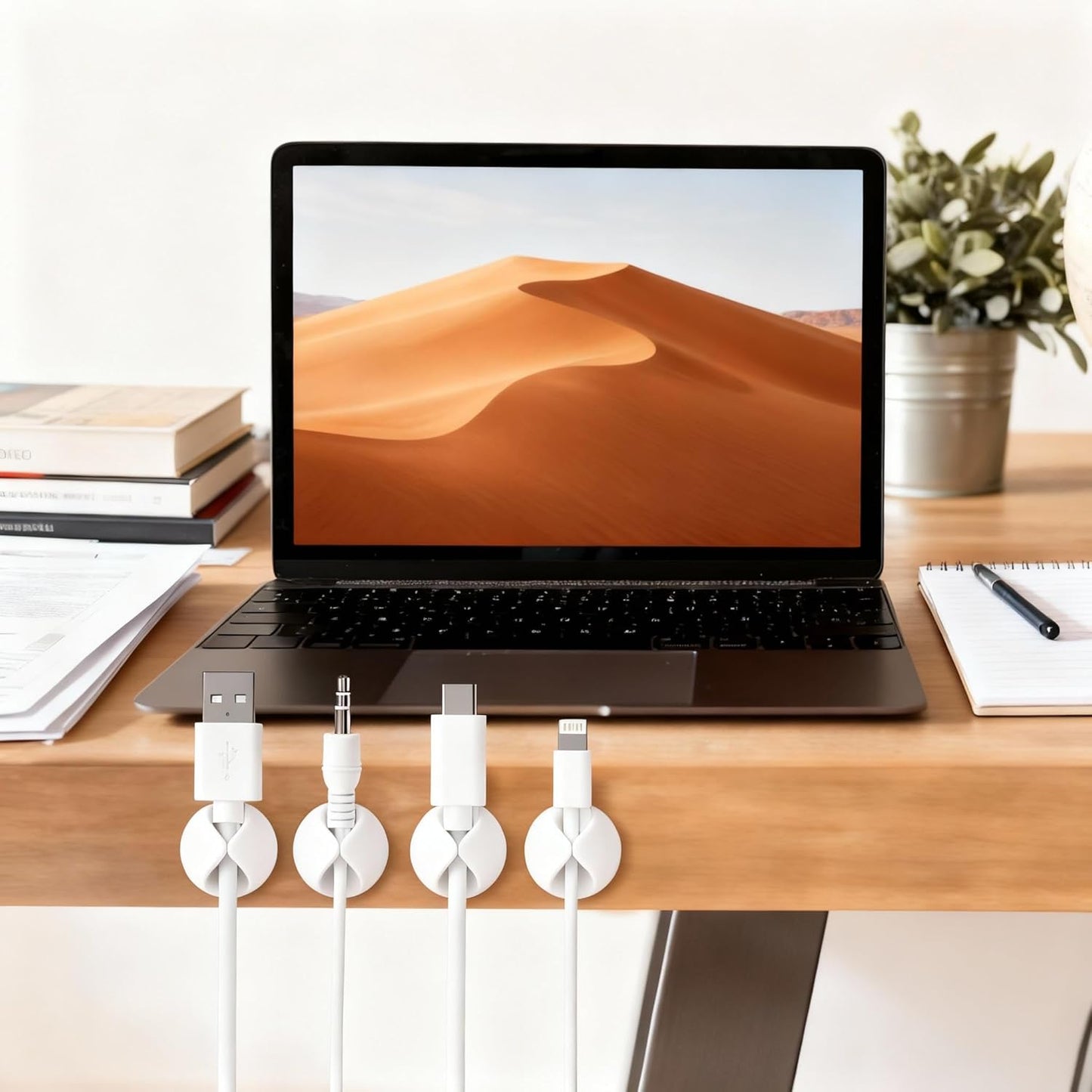 Cord Cable Organizer Clips, 4 Pack Charging Wire Cable Holder With Power Strip Holder for Desk Nightstand Phone