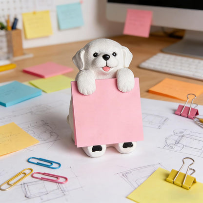 Highland Cow Pop-up Sticky Note Dispenser, Includes 1 Pad of 3x3 in Super Sticky Notes, 100 Sheets, Resin Cute Handmade Desk Holder for Office & Home-Beige