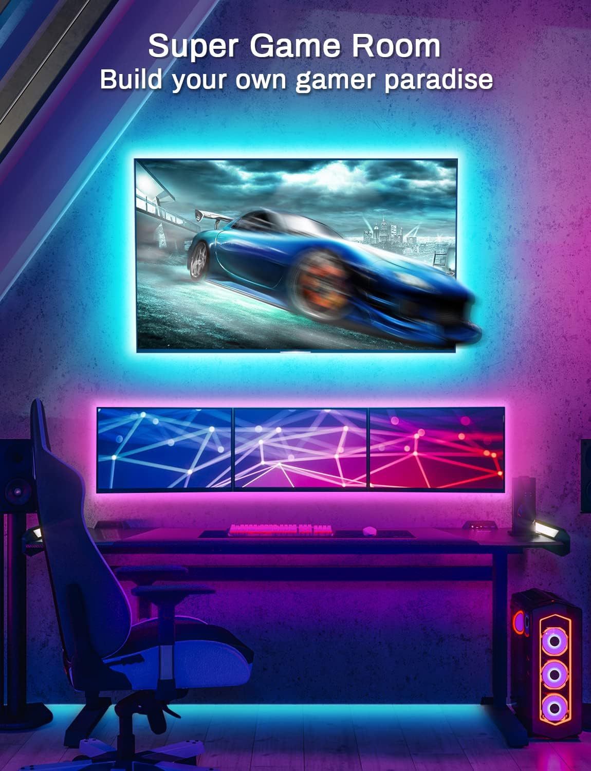 MATICOD LED Lights for TV Led Backlight, 9.84ft RGB Led Strip Lights USB TV Lights Behind 32-43in, APP Remote Control Music Sync TV Led Light for Bedroom Gaming Home Décor