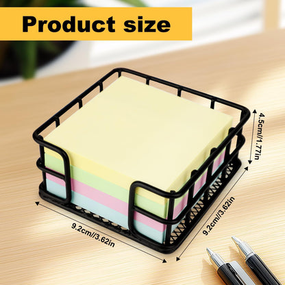 Sticky Note Holder, 3.62 x 3.62 x 1.77 Inches Metal Memo Pad Dispenser, Square Notepad Organizer for Desk, Office & School Essentials, Desk Organizer Supply