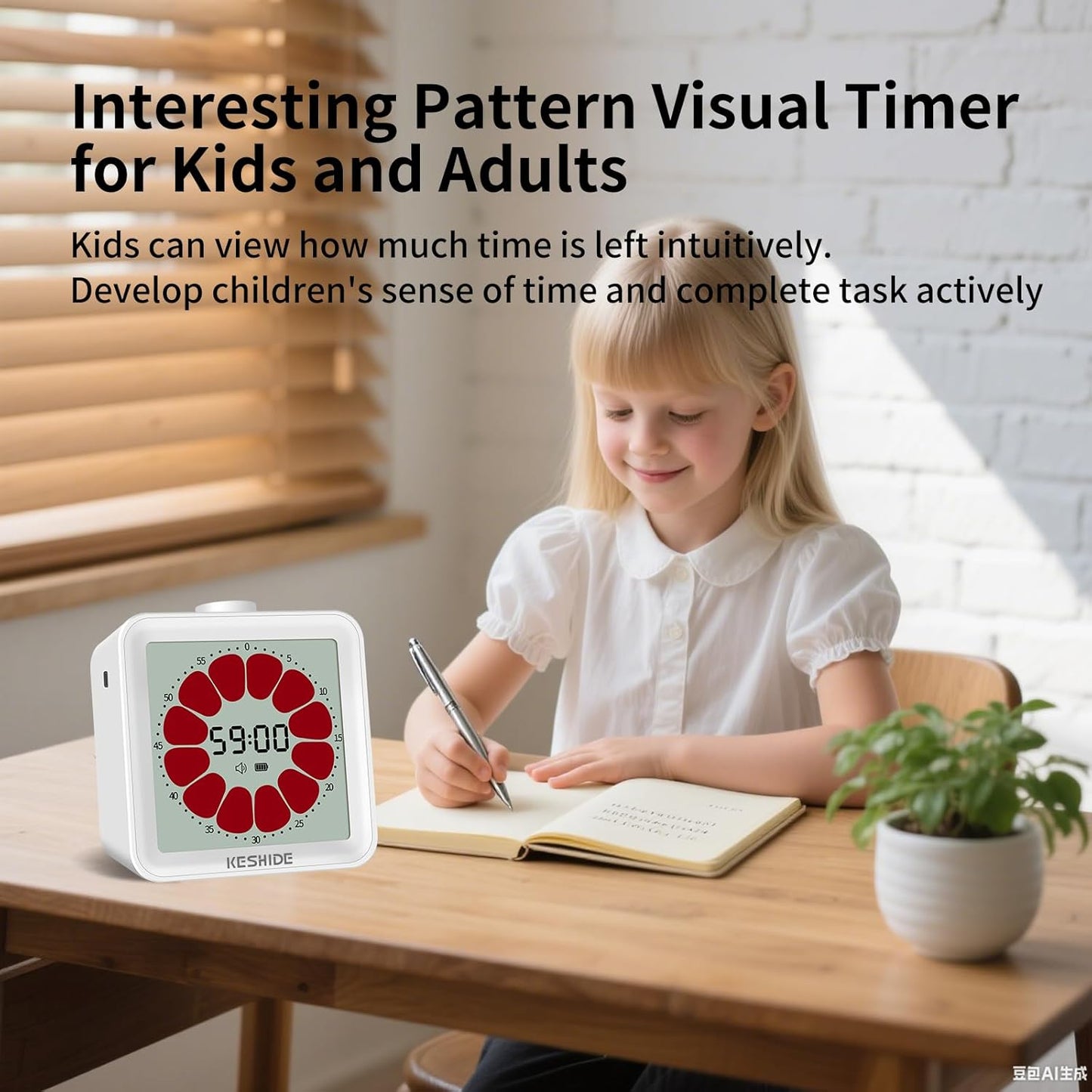 Visual Timer for Kids and Adults,LCD Digital 60-Minute Countdown Timer Silent Classroom Timer, Time Management Tool for Home, School, or Work