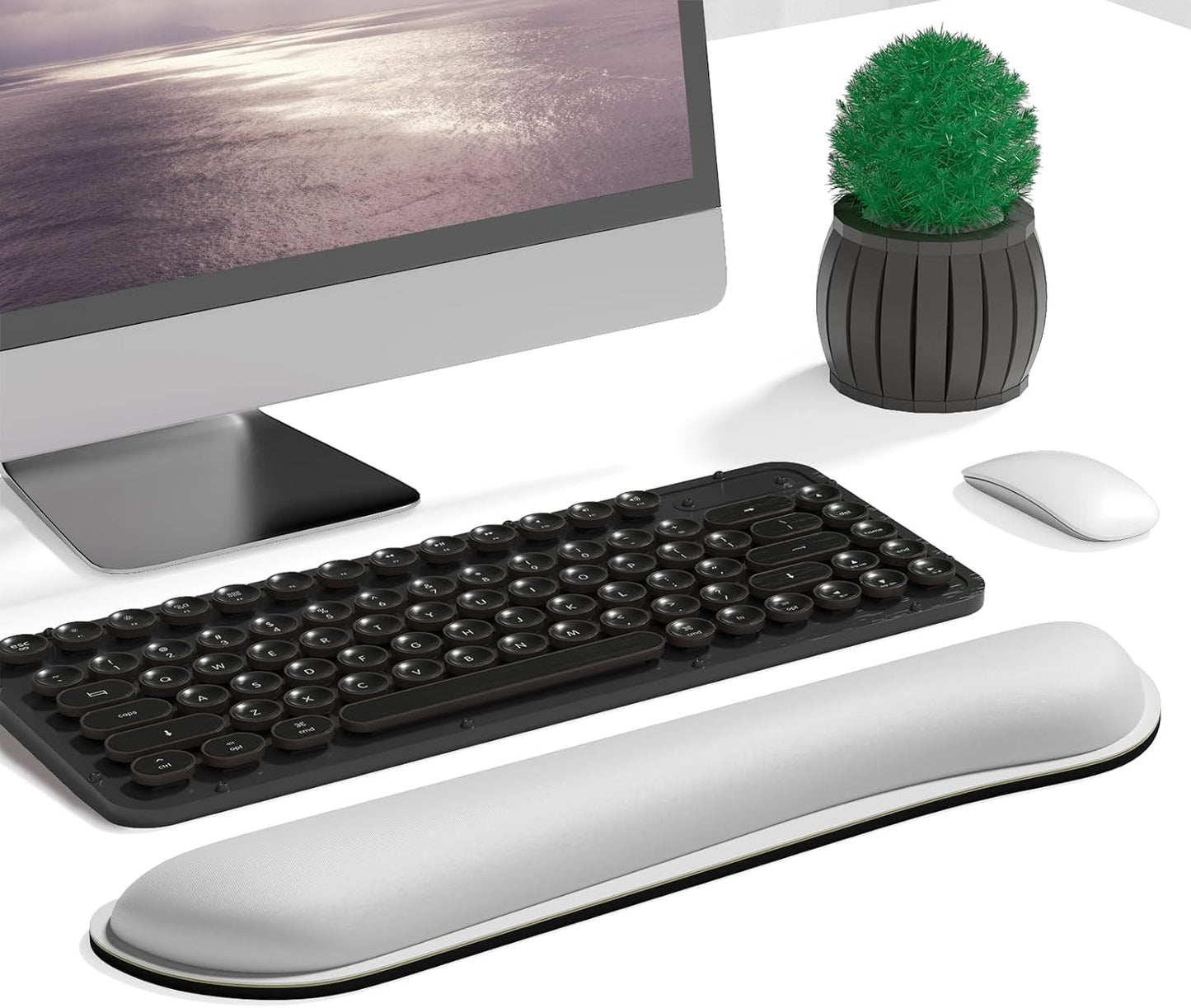 Dapesuom Enlarge Keyboard Wrist Rest, Memory Foam Keyboard Wrist Cushion for Computer Desk Mats Support, Pain Relief Ergonomic Mouse Pad Rests with Non-Slip Base for Gaming, Laptop, Radiant Orchid