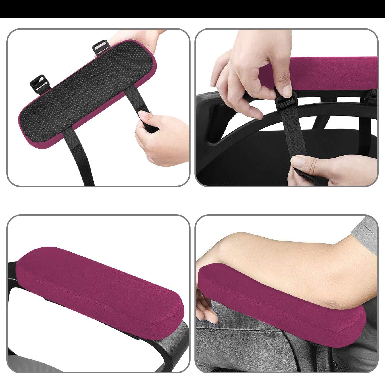 MOSISO Chair Armrest Pads (2 Pack), Memory Foam Home/Office Chair Arm Rest Covers Comfy Computer Gaming Elbow Cushion Removable Washable Elbow Support Forearm Pressure Relief, Black