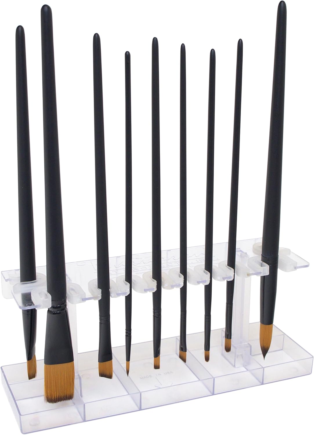 Masterson Sta-New Brush Holder, for Artist Paint Brush Drying, Storage, Organizing and Protection, Holds 10 Art Brushes Bristles Pointing Down, Fine Art, Studio, Classroom, Desktop, Made in USA