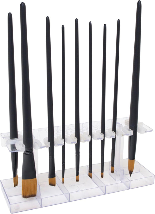 Masterson Sta-New Brush Holder, for Artist Paint Brush Drying, Storage, Organizing and Protection, Holds 10 Art Brushes Bristles Pointing Down, Fine Art, Studio, Classroom, Desktop, Made in USA