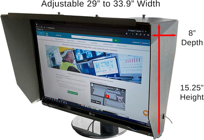 29–33.9" Wide Adjustable Monitor Hood - Enhances Privacy & Reduces Glare, Light Blocking Screen Shade for Office, Photo Editing & Gaming (Measured by Width, Not Diagonal)