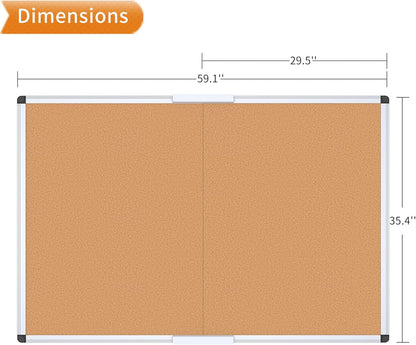 VIZ-PRO Cork Notice Board, 36 X 24 Inches, Silver Aluminium Frame