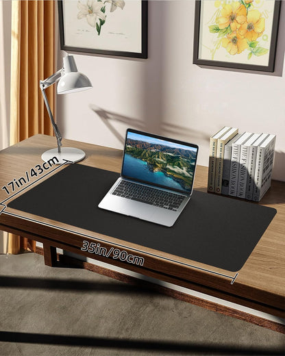 Leather Desk Pad Protector, Office Desk Mat, Large Mouse Pad, Non-Slip PU Leather Desk Blotter, Laptop Desk Pad Desk Accessories for Office and Home (Black, 40" x 17")