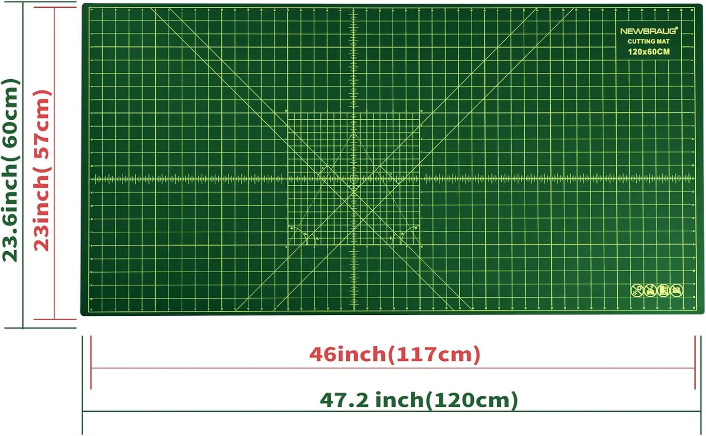 NEWBRAUG 18'' × 24'' Perfect Self Healing Cutting Mat, Non-Slip Gridded Rotary Cutting Board, Necessary for Quilting, Sewing, Craft, Fabric & Scrapbooking(Green/Black)…