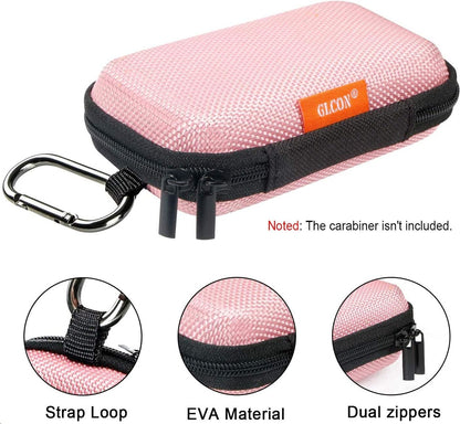 Earphone Earbud Carrying Case Holder - Lightweight Mini Universal Storage Pouch Bag for Wired Earbuds, Airpods, Bluetooth Headset, Wall Charger Adapter, USB Cable, Cell Phone Accessories - Pink