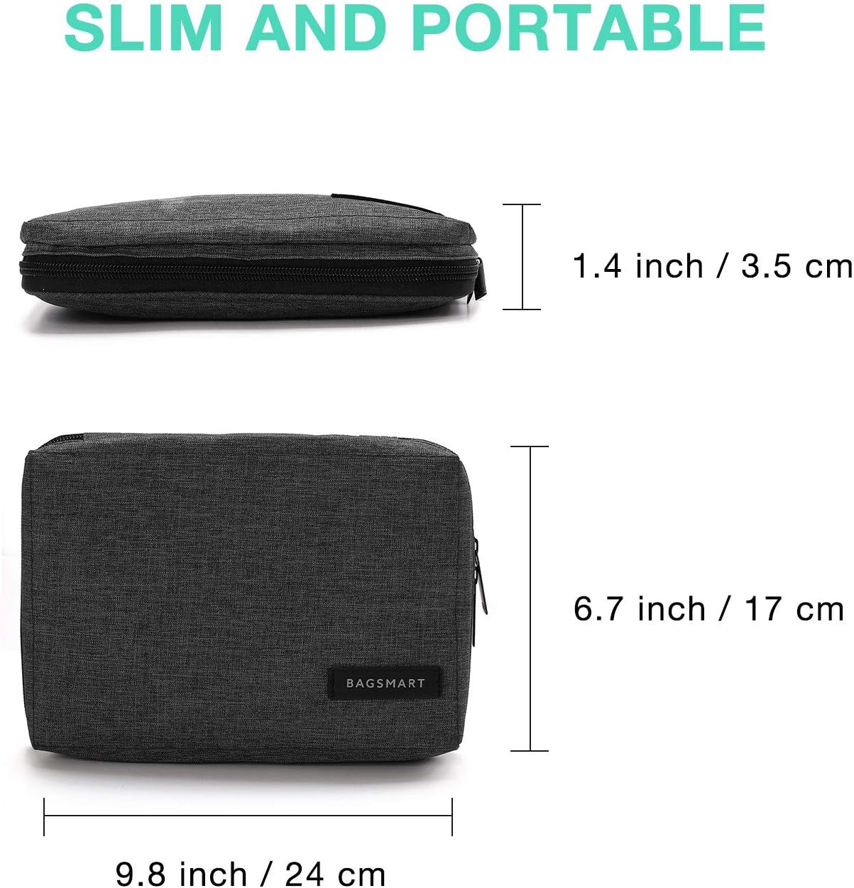 BAGSMART Electronics Organizer Travel Case, Cable Charger Cord Tech Organizer Pouch for Phone Charger Accessories, Black