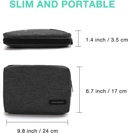 BAGSMART Electronics Organizer Travel Case, Cable Charger Cord Tech Organizer Pouch for Phone Charger Accessories, Black