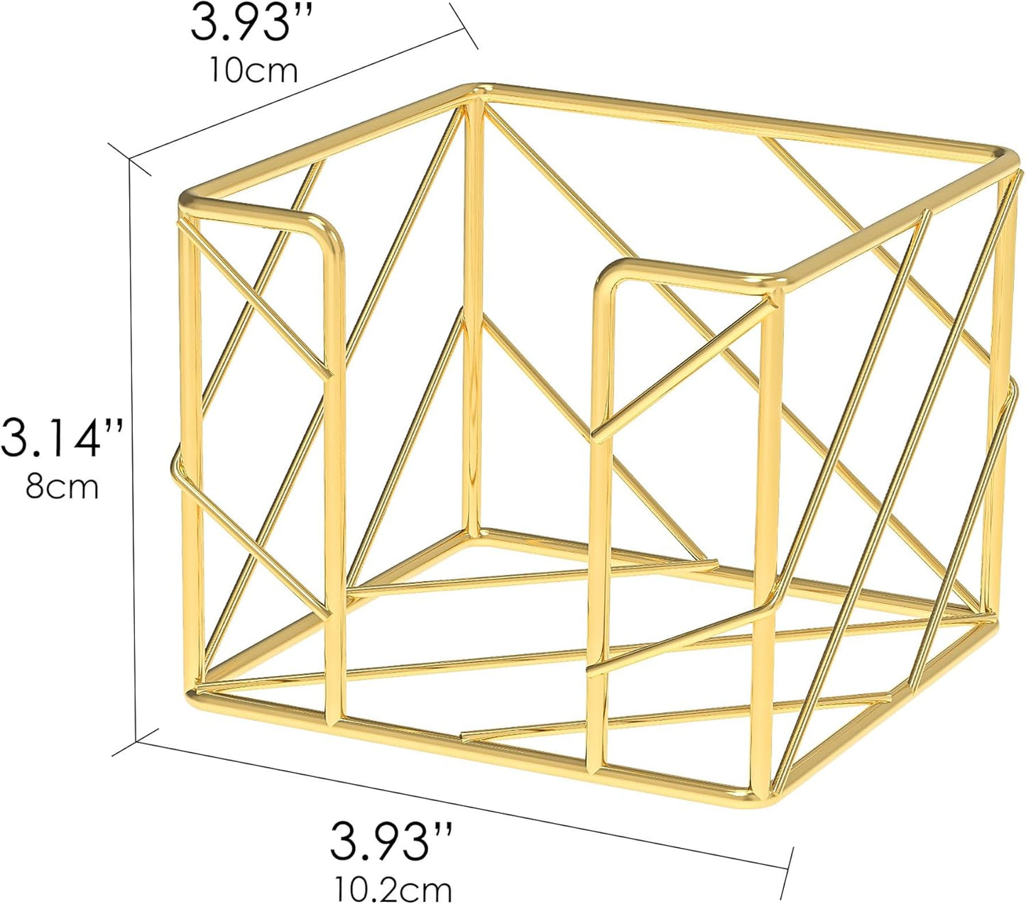 Rose Gold Geometric Sticky Note & Memo Cube Holder, Post Note Dispenser & Desk Organizer Metal Wire for Home, School, Office Supplies (Holder Only)