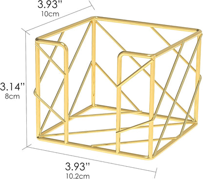 Rose Gold Geometric Sticky Note & Memo Cube Holder, Post Note Dispenser & Desk Organizer Metal Wire for Home, School, Office Supplies (Holder Only)