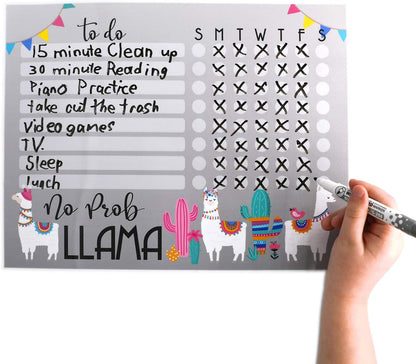Dry Erase Whiteboard Task & Habit Tracker | Removable and Restickable Adhesive Decal | Fine-Tip Magnetic Marker Included | 9” x 12”