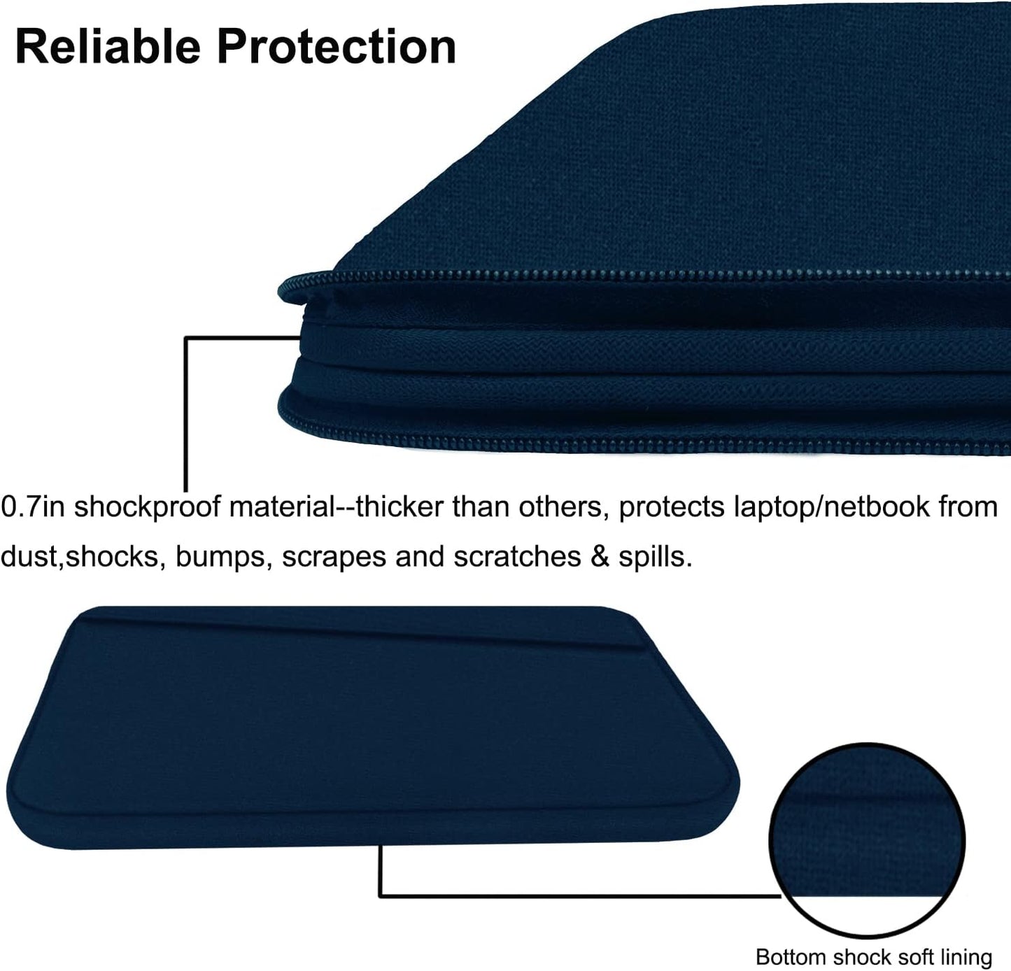 Laptop Sleeve 15.6 inch, Durable Computer Carrying Bag Protective Case Briefcase Handbag with Front Pocket, Slim Laptop Cover for 15-16 Inch HP, Dell, Lenovo, Asus, Notebook, Black