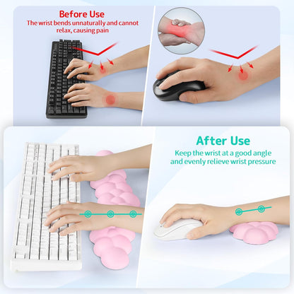 Sushret Cloud Wrist Rest for Keyboard and Mouse, Memory Foam PU Leather Keyboard Wrist Rest with Ergonomic Support, Non-Slip Base, Cute Arm Rest Pad & Palm Cushion, Office Desk Accessory, Purple
