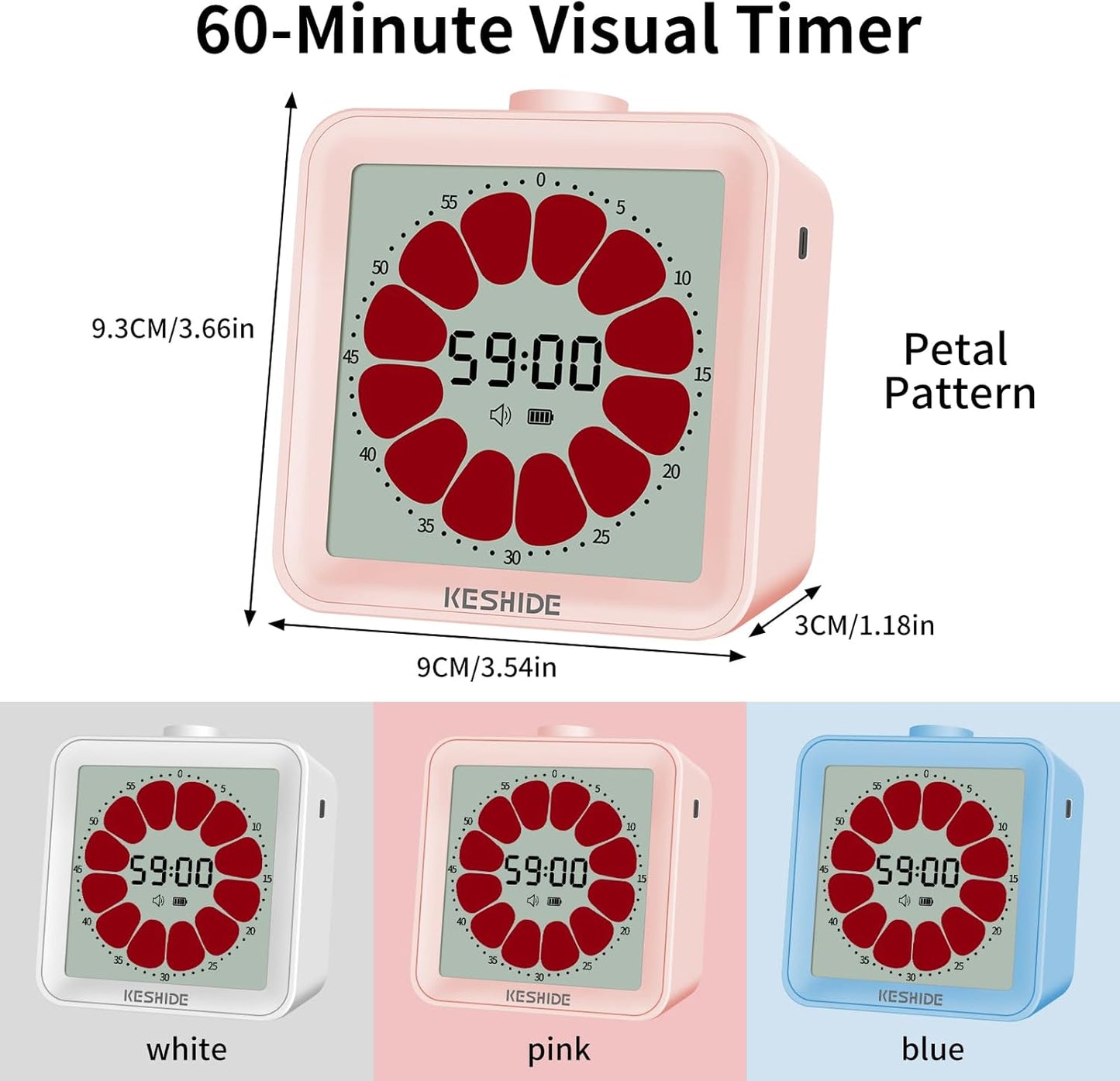 Visual Timer for Kids and Adults,LCD Digital 60-Minute Countdown Timer Silent Classroom Timer, Time Management Tool for Home, School, or Work