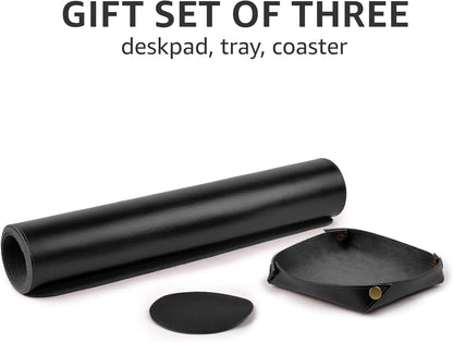 LEATHER VILLAGE Real Leather Desk Pad (3mm) Thick Double Layer Desk Mat Cover Blotter Large Full Grain Protector for Keyboard, Mouse & Laptop – Office Table Mat & Desktop Accessories–(32''x16'')-Tan
