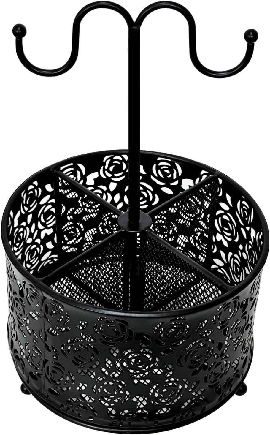 360 Degree Rotate Pen Holder for Desk Mesh Desk Pen Organizer Pencil Holder Large Capacity Accessories & Workspace Organizers for School,Home (Black, No hook)