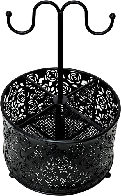360 Degree Rotate Pen Holder for Desk Mesh Desk Pen Organizer Pencil Holder Large Capacity Accessories & Workspace Organizers for School,Home (Black, No hook)