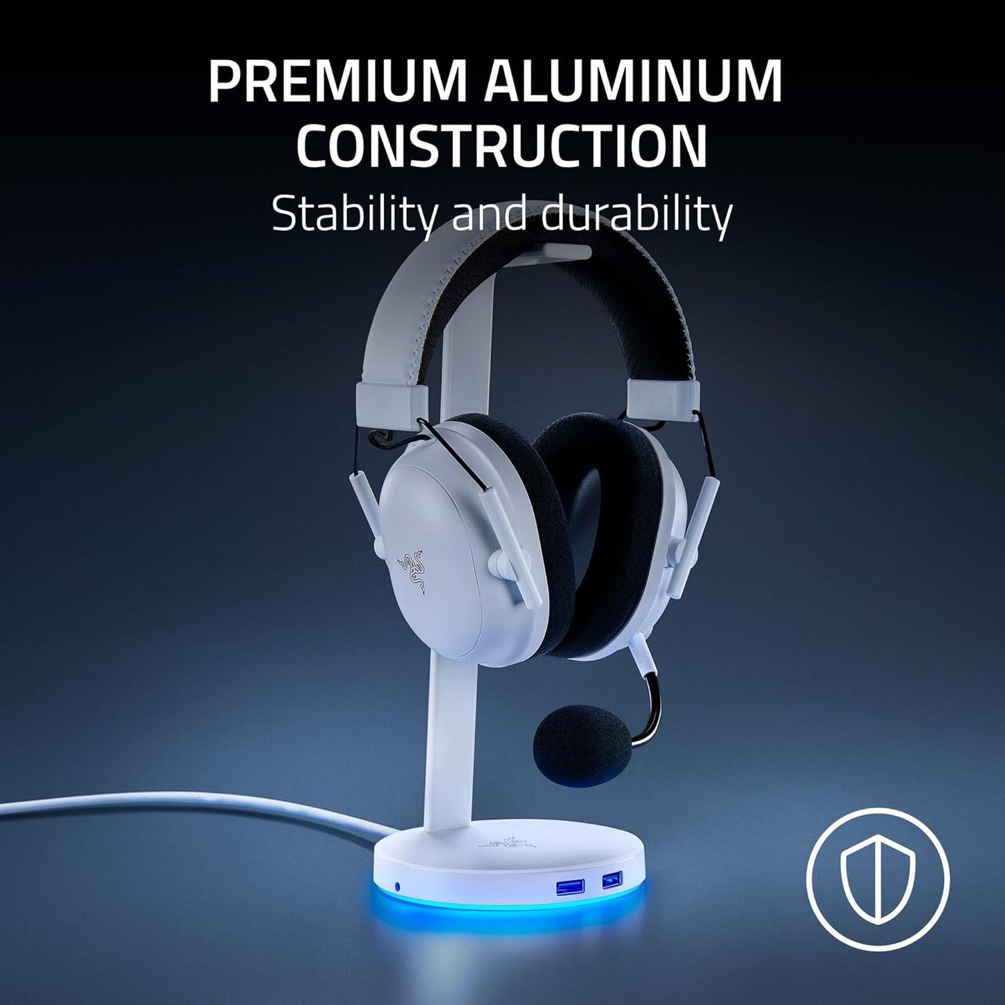 Razer Base Station V2 Chroma Headphone Headset Stand Holder: Chroma RGB Lighting - Taller Stand & Anti-Slip Ledge - USB Charging Ports - Anti-Slip Rubber Base - 3.5mm Port + Built-in DAC - Black