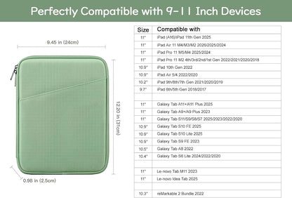 Dadanism 9-11" Tablet Sleeve Bag Carrying Case for iPad (A16) 11th Gen 11", iPad 10th Gen 10.9" Air 5/4, iPad Air M4/Pro 11", iPad 9/8/7th, Galaxy Tab A11+ Plus 11", Remarkable 2 10.3", Black