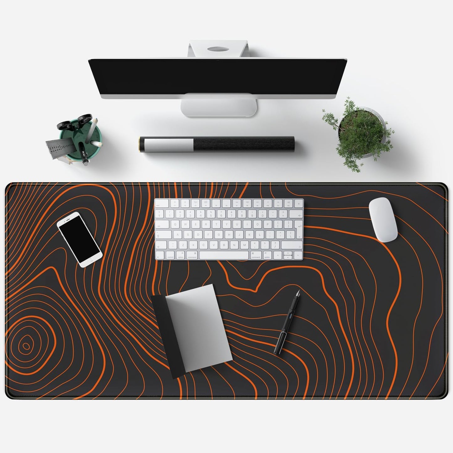 World Map Desk Mat Historical World Map Desk Pad Extra Large Computer Mouse Pad XL Black Topographic Mousepad Keyboard Pad for Desk Gaming Computer Laptop Office Non-Slip Desk Pad 31.5x11.8 in