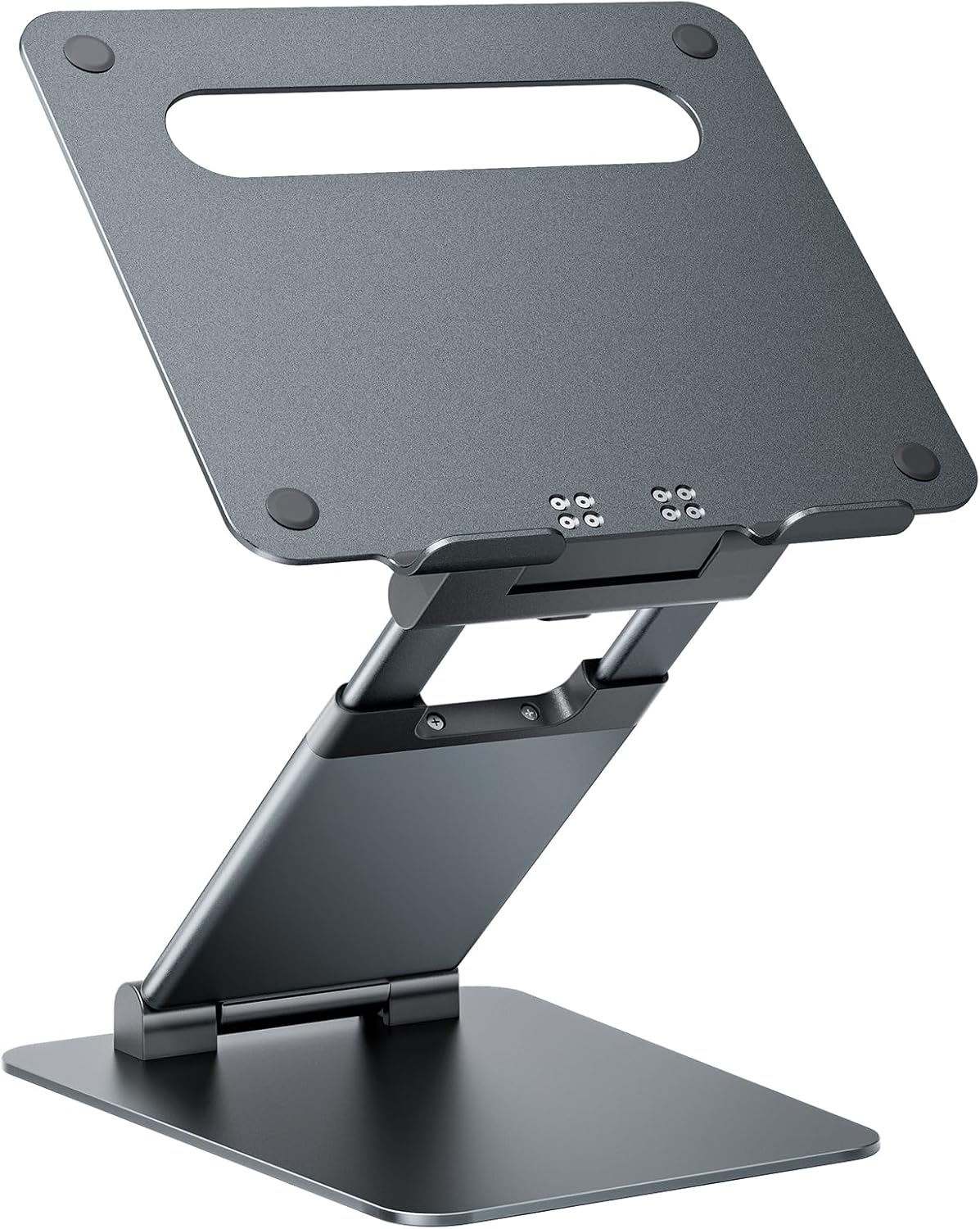 Nulaxy Height Adjustable Laptop Stand for Desk, Dual Foldable Aluminum Computer Riser, Pull Out Design Ergonomic Sit to Notebook Holder Convertor, Compatible with All 10-17" Laptops, Tablets, Gray